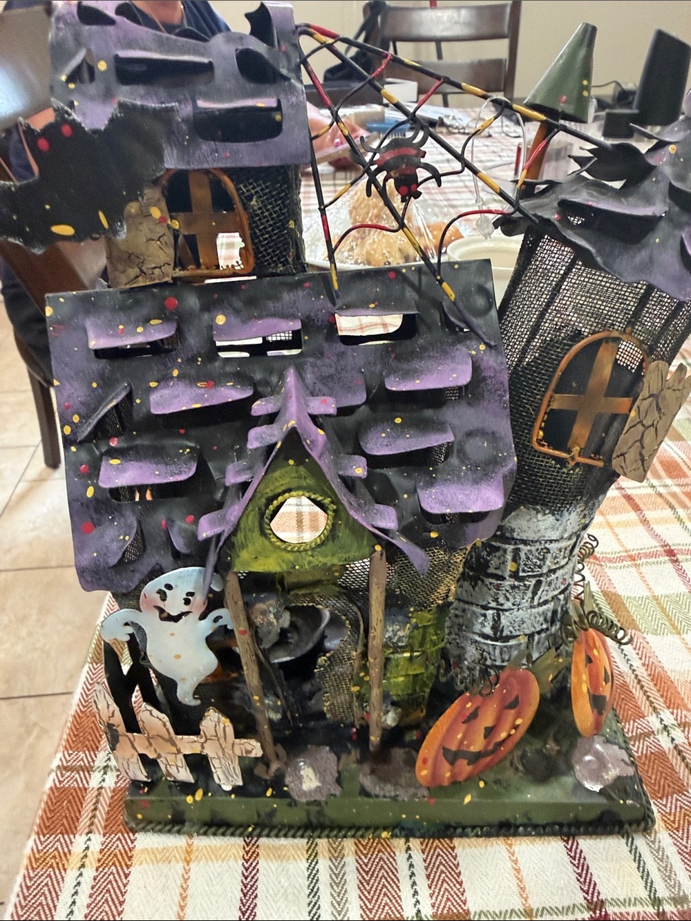 Purple & Green Halloween Haunted House Decorative Home Art